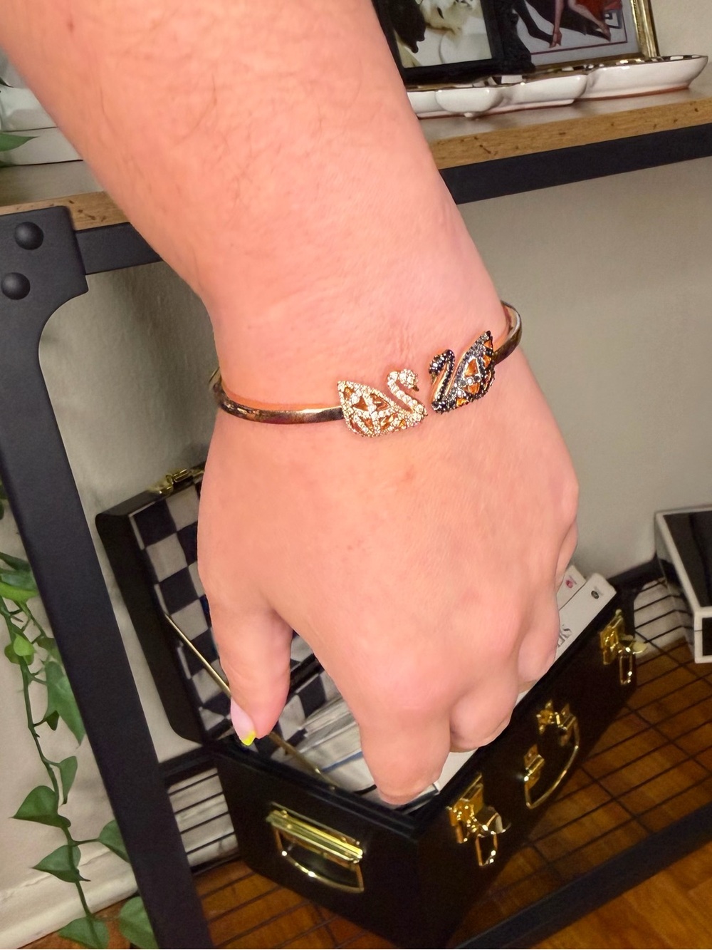 Swarovski Rose Gold Swan Crystal Bangle Bracelet